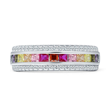 Half Eternity Rainbow Ring